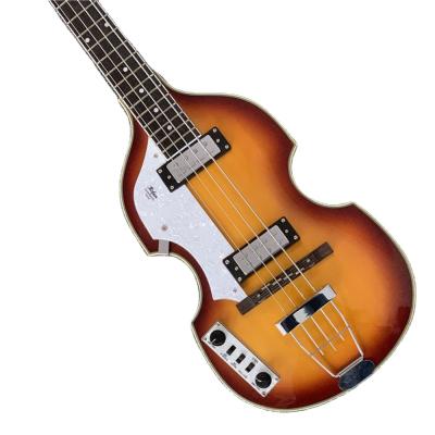 China Basswood Flamed Maple Top High Quality Flamed Maple, Left Hand Violin Shape Electric Bass Guitar, Electric Guitars for sale