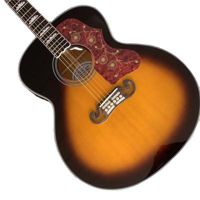 China All SJ200 Acoustic Guitar Cut Away Body Model Player Sunburst 43 Inch for sale