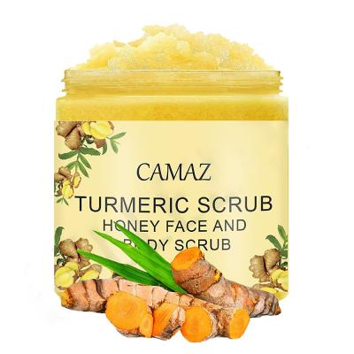 China Hot Selling Exfoliator Vegan Ingredients Exfoliating Face And Body Turmeric Body Scrub for sale