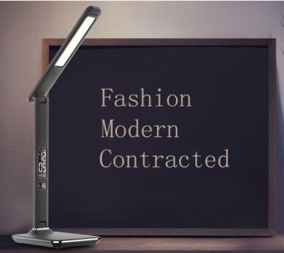 China Modern Adjustable 3 Stage CCT 5 Dimming Modern Table Lamp Folding LED Desk Light With LCD Display Clock For Reading for sale