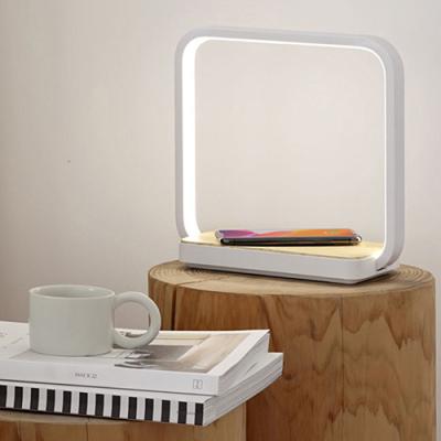 China Modern Single Touch Bedside Dimmer Night Light Lamp With Qi Wireless Charger For Bedroom Hotel for sale