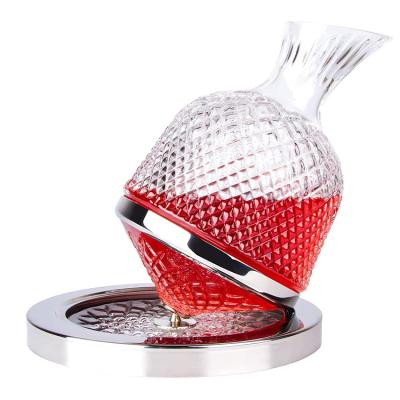 China Durable Red Wine Decanter Aerator Pourer Set Luxury Crystal Diamond Spinning Rotating Wine Decanter for sale