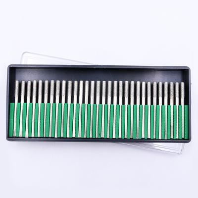 China GLASS Cutting 2.35mm 30 Pieces Set Stainless Steel Diamond Burrs Bit Grits 120-150# For Grinding Glass for sale