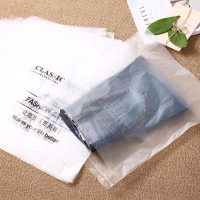 China Recyclable Customized Printed Logo Tote Bag T-shirt Jeans Clothes Packaging Ziplock Garment Zipper Plastic Bag for sale