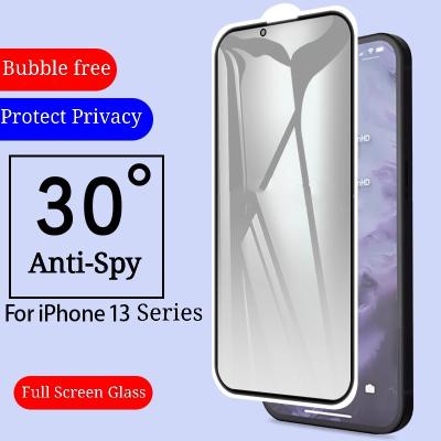 China 2022 Silk Printing Full Page Cell Phone Privacy Screen Protector For iPhone 12 Mini Tempered Glass Privacy Protector For iPhone 13 for sale