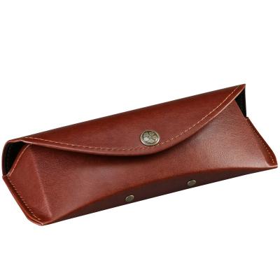 China High Quality Custom Pressure-Resistant Fashion Logo Retro Handmade Leather Lightweight Glass Box Sunglasses Case Bag YJH007-3 for sale