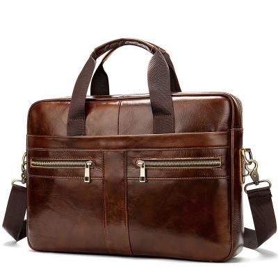 China High Quality Stylish GENUINE LEATHER Business Briefcase Laptop Bag Men Business Office Shoulder Bag Laptop Bag BJBT001 for sale