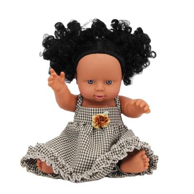 China Mini Toy Factory Direct Supply 12 Inch Black Vinyl Plastic Reborn Baby Dolls For Girl for sale