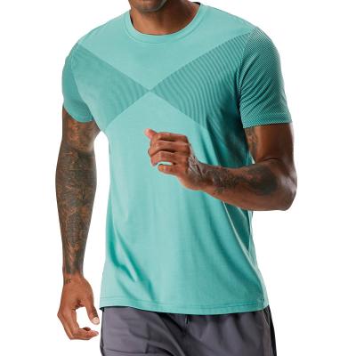 China Custom Logo Summer Solid Sport Quick-Dry Men's Gym QUICK-DRY T-Shirt With Stretch Breathable Polyester Slim Fit Sports Tees for sale