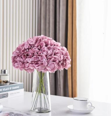 China Artificial Hydrangea Flower Heads Beautiful Colorful Purple Silk Hydrangea Flowers Stems For Wedding Home Decor for sale