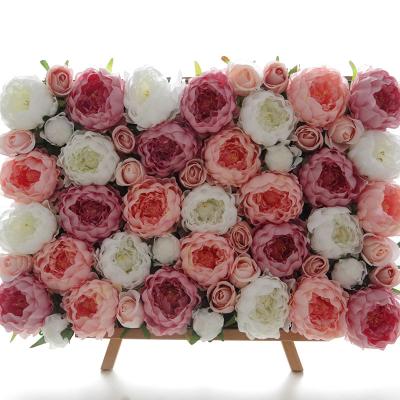 China Luxury Flower Wall Customized Silk Floral Flower Wall Background Wall Backdrop Panels For Wedding Party Home Decoration for sale