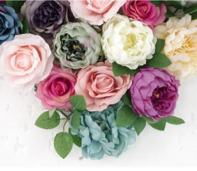 China Mix Color Luxury Silk Flower Wall Roses Penoies Flower Panel Wall For DIY Party Centerpieces Decor for sale