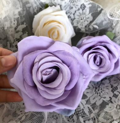 China Beautiful Silk Flower Head Wedding Decor Artificial Flower Arrangement Colorful Lilac Rose For Home Party Decoration for sale