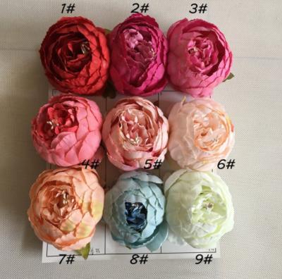 China Wholesale Beautiful Large Colorful Artificial Flower Peony Heads For Wedding Decoration for sale