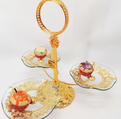 China Wedding Celebration Luxury Gold Cake Stands Metal Gold Display Dissert Dish Cake Mold For Wedding Birthday Party Decoration for sale