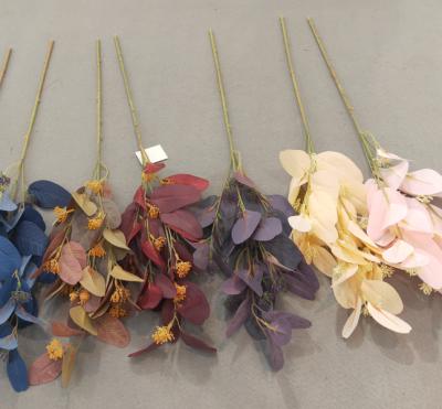 China Wholesale Beautiful Colorful Artificial Eucalyptus Stems Faux Eucalyptus For Wedding Party Home Decor for sale