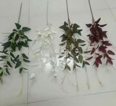 China Wholesale Beautiful Orchid Colorful Artificial Leaf Branch Orchid Leaf Stems Faux Newbie For Wedding Party Home Decor for sale