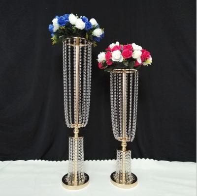 China Wedding Table Centerpiece Wedding Crystal Flower Stand Tall Wedding Column Floral Stands for Wedding Table Centerpiece Event Decoration for sale