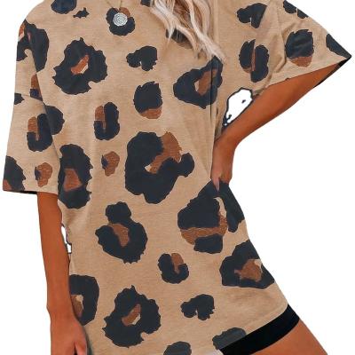 China Oversized Summer Women's Clothing Leopard Print QUICK DRY Loose T-shirt Tops Loose Casual T-shirt Women for sale