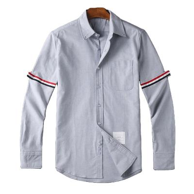 China Anti-wrinkle Mens Oxford Cloth High Quality Cotton Sweat Absorbing Oxford Long Sleeve Casual Solid Shirt for sale