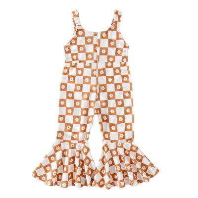 China Anti-Wrinkle Sale Wholesale Hot Spring Floral Print Overalls Sleeveless One-Piece Pants Lovely Girls for sale