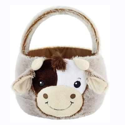 China Gift Children Toys New High Quality Basket Cute Plush Cow Easter Soft And Comfortable Toys for sale