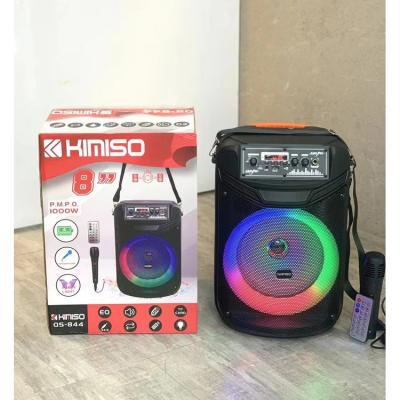 China KIMISO 8inch Wireless Loudspeaker QS-844 Lowest Price Big Plastic Speaker With Colorful Lights for sale