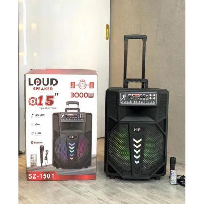 China Big TWS Rod Speaker With Ring Cool Lights Factory SZ-1501 Speaker Wholesale Wireless Speaker 15inch for sale