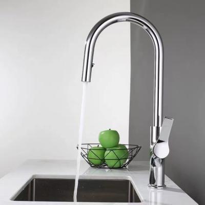 China Pull Out Hot Water Spray Kitchen Sink Brass Pull Down Faucet Contemporary Supply And Cold Deck Installation Chrome Surface for sale