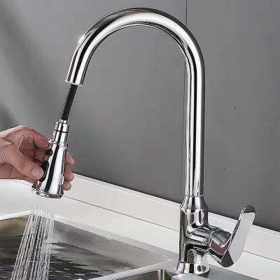 China Pull out spray manufacturer direct sales, modern pull-down kitchen faucet, spray water outlet, rotatable chrome plated surface for sale