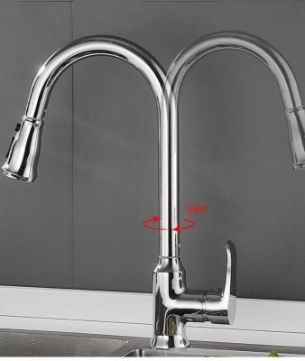 China Pull Out Spray Kitchen Faucet All Chrome Plated Kitchen Faucet Hot And Cold Copper 360 Degree Rotatable Sink Faucet for sale