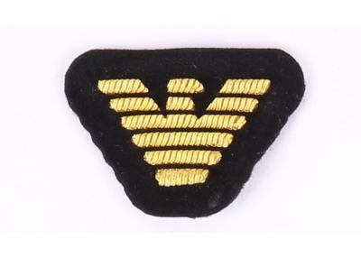 China Shoes Custom Bullion Wire Badges / Round Embroidered Logo Patches for sale