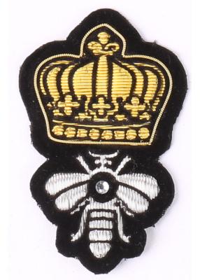 China Silver Bee Embroidered Blazer Badges Gold Crown Sew On Embroidered Patches for sale