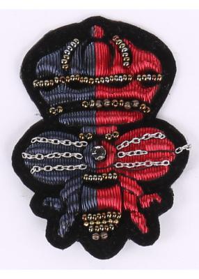 China Crown And Bee Pattern Regimental Blazer Badges , Two Colors Bullion Wire Badges for sale