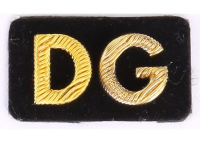 China DG Letter Bullion Regimental Blazer Badges , Gold Embroidered Club Badges for sale