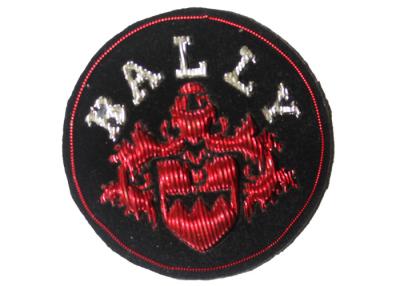 China Red Embroidered Applique Patches , Round Embroidered Logo Patches for sale