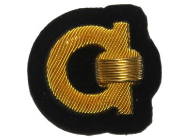 China Gold And Black Embroidered Applique Patches , Embroidered Letter Patches for sale