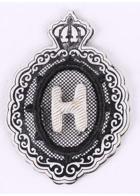 China Letter H Embroidered Letter Patches Silver Embroidered Sew On Badges for sale