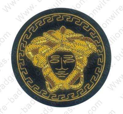 China Gold circle wings bullion wire police uniform badges for clothes , jackets for sale