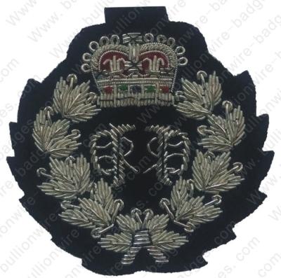 China Silver crown military bullion wire badges for police, school uniform clothes and goverments for sale