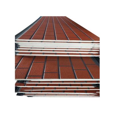 China Lightweight Insulation Exterior Wall Panel Outer Cladding Looking Metal Wood Panel Effect Systems Sandwich Panel PU for sale