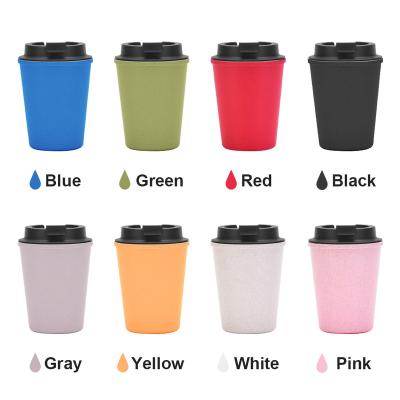 China Bamboo fiber Disposable reusable taza beaker cups custom logo double wall bulk plastic coffee tumblers travel coffee cups warmer for sale