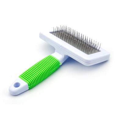 China Sustainable Stainless Steel Silicone Pet Hair Remover Dog Brush Grooming for sale