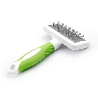 China Viable Hot Sale Pet Stainless Steel Grooming Tools Open Knot Dog Comb Pet Comb Brush Pink and Green for sale