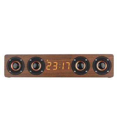 China Wireless Factory New Designed Multifunction 15 Inch Wooden Soundbar Bluetooths Speaker Wireless Alarm Clock for sale