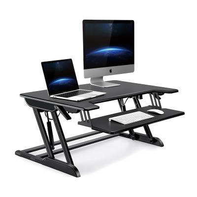 China Wholesale (Height) Adjustable Sit To Stand Computer Riser Desk Station With Keyboard Mouse Tray for sale