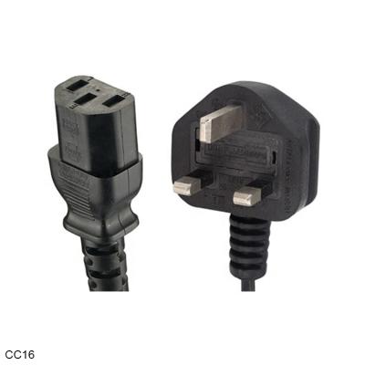 China Home Appliance 6 Ft Black UK Standard AC Plug IEC 60320 C13 To BS 1363 Computer Extension Cable UK Mains Cord 3 Wire 3 Pole for sale