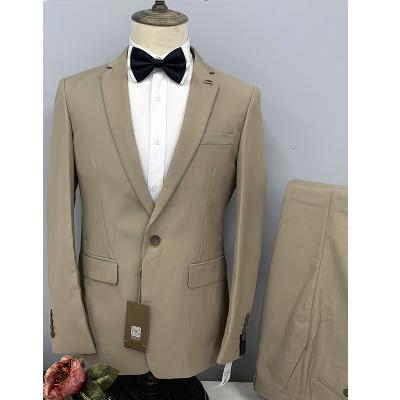 China 2022 Anti-Wrinkle Cheapest Men's Chic TR Fabric 2 Piece Suit Slim Fit Prom Groomsman Wedding Suits In Stock for sale