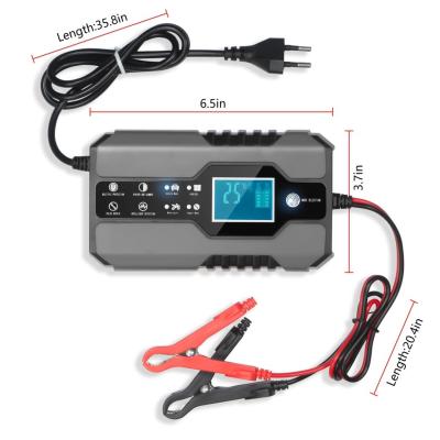 China ABS Plastic Auto Car Battery Charger Lead Acid Battery Repair Charger With LCD Display Car Battery Defender for sale