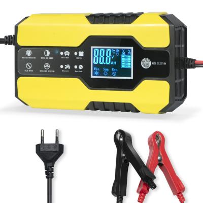 China Digital Motorbike Motorcycle Car Battery Charger Pulse Repair Lead Acid Battery Charger 12V EU USA UK Battery Tester for sale